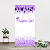 Aperturee - Aperturee Purple Glitter Bachelor Map Congrats Grad Rectangle Backdrop