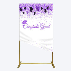 Aperturee - Aperturee Purple Glitter Bachelor Map Congrats Grad Rectangle Backdrop