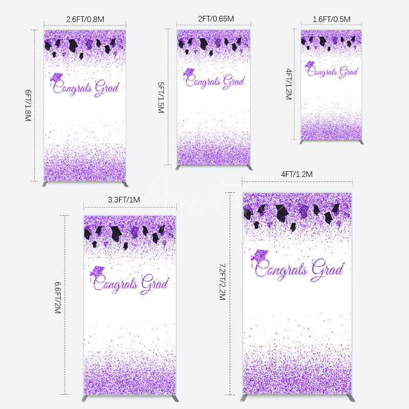 Aperturee - Aperturee Purple Glitter Bachelor Map Congrats Grad Rectangle Backdrop