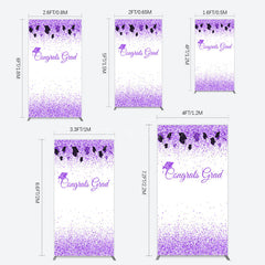 Aperturee - Aperturee Purple Glitter Bachelor Map Congrats Grad Rectangle Backdrop