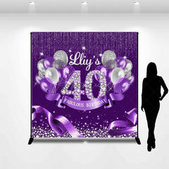 Aperturee - Aperturee Purple Glitter Balloons Custom 40th Birthday Backdrop
