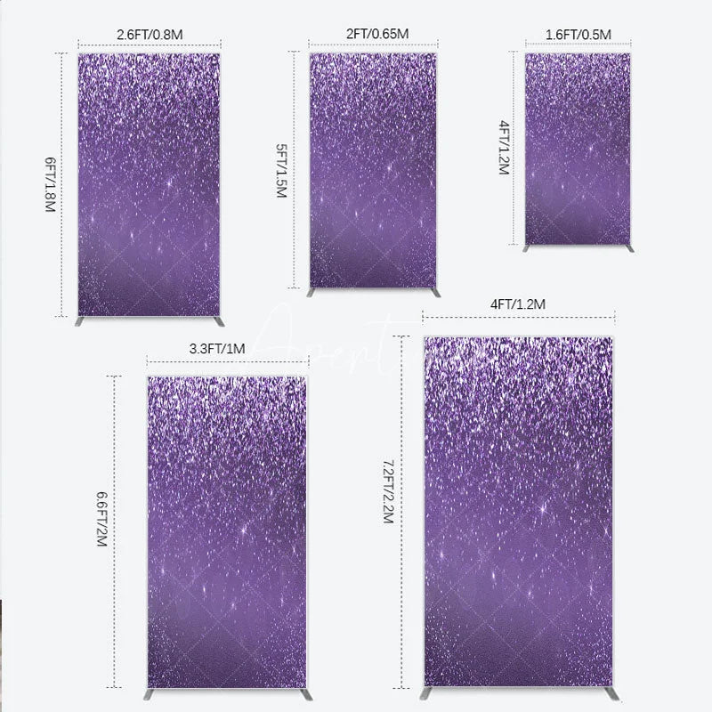 Aperturee - Aperturee Purple Glitter Sparkle Rectangle Backdrop for Birthday or Wedding Glam Bling Effect Sweet 16 Party Photo Booth