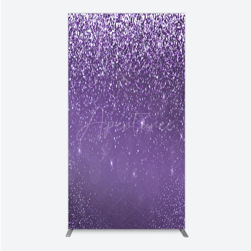 Aperturee - Aperturee Purple Glitter Sparkle Rectangle Backdrop for Birthday or Wedding Glam Bling Effect Sweet 16 Party Photo Booth