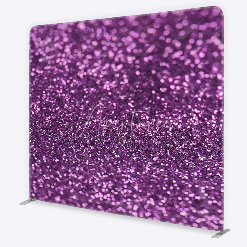 Aperturee - Aperturee Purple Glitter Tension Fabric Backdrop Shimmering Royal Purple Photography Studio Background