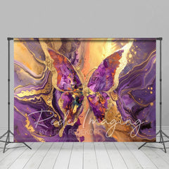 Aperturee - Aperturee Purple Gold Abstract Butterfly Fine Art Photo Backdrop