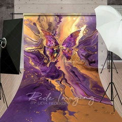 Aperturee - Aperturee Purple Gold Abstract Butterfly Fine Art Sweep Backdrop