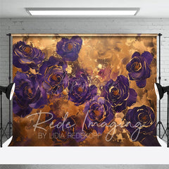 Aperturee - Aperturee Purple Gold Abstract Butterfly Room Set Backdrop