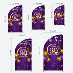 Aperturee - Aperturee Purple Gold Balloon Lights Birthday Half Moon Arch Backdrop