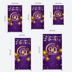 Aperturee - Aperturee Purple Gold Balloon Lights Birthday Rectangle Backdrop