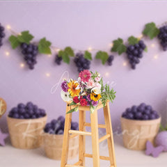 Aperturee - Aperturee Purple Grape Harvest and Lavender Garden Photo Backdrop Sweet Vineyard Birthday Photography Background