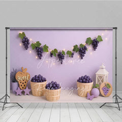 Aperturee - Aperturee Purple Grape Harvest and Lavender Garden Photo Backdrop Sweet Vineyard Birthday Photography Background