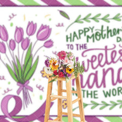 Aperturee - Aperturee Purple Green Floral Sweetest Nana Mothers Day Backdrop