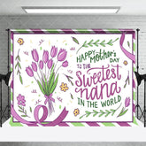 Aperturee - Aperturee Purple Green Floral Sweetest Nana Mothers Day Backdrop