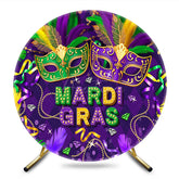 Aperturee - Aperturee Purple Green Mardi Gras Circle Masquerade Backdrop