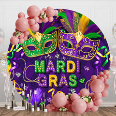 Aperturee - Aperturee Purple Green Mardi Gras Circle Masquerade Backdrop