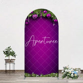 Aperturee - Aperturee Purple Green Pine Leaf Bells Christmas Arch Backdrop
