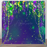 Aperturee - Aperturee Purple Green Yellow Ribbons Rave Party Backdrop