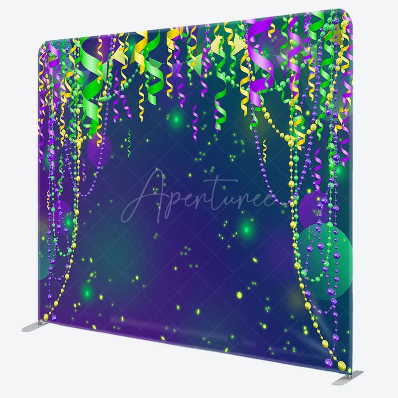Aperturee - Aperturee Purple Green Yellow Ribbons Rave Party Backdrop