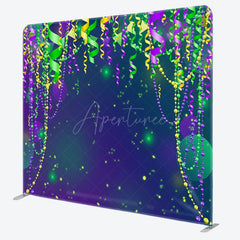 Aperturee - Aperturee Purple Green Yellow Ribbons Rave Party Backdrop