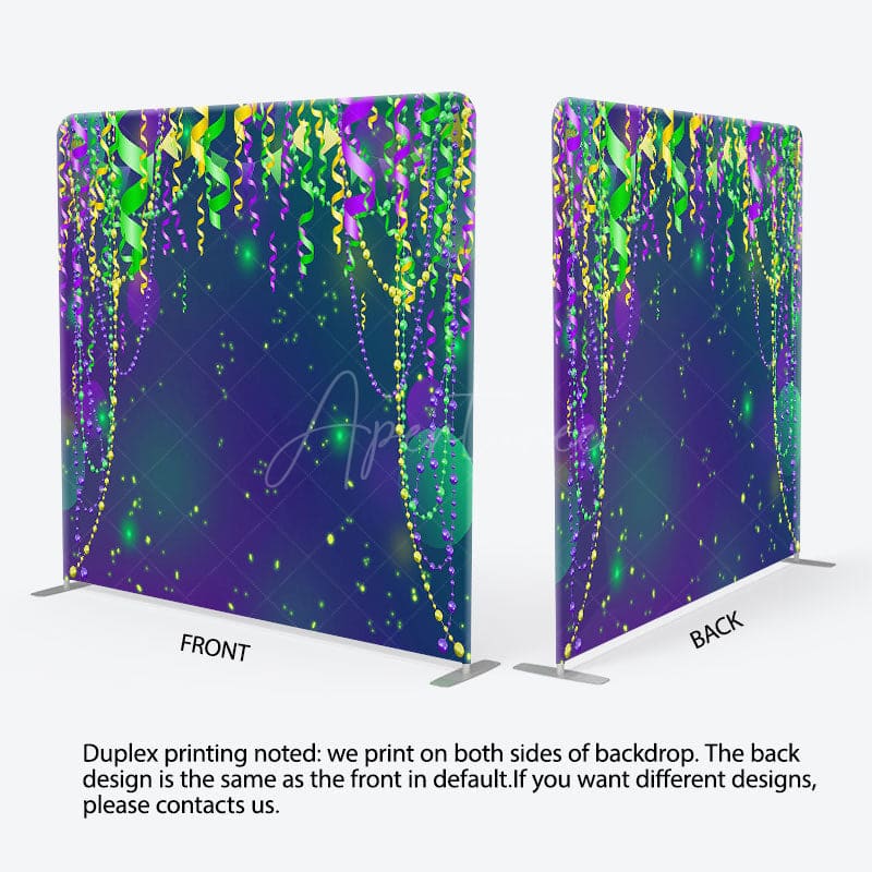 Aperturee - Aperturee Purple Green Yellow Ribbons Rave Party Backdrop