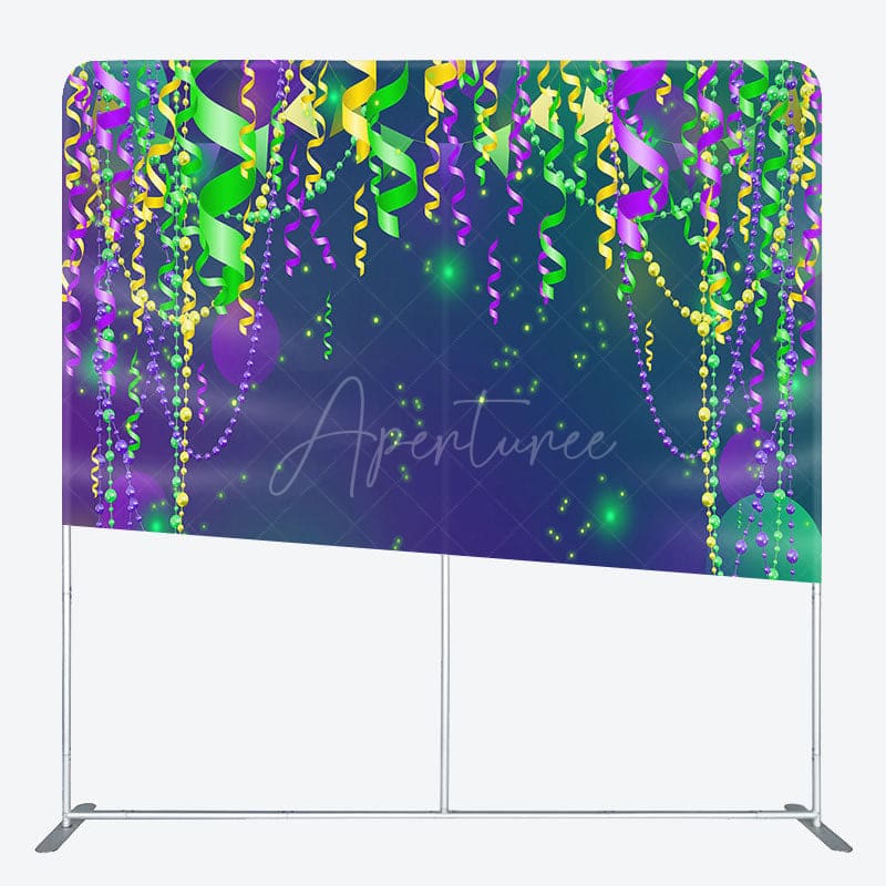 Aperturee - Aperturee Purple Green Yellow Ribbons Rave Party Backdrop
