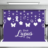 Aperturee - Aperturee Purple Heart Butterfly Happy World Lupus Day Backdrop