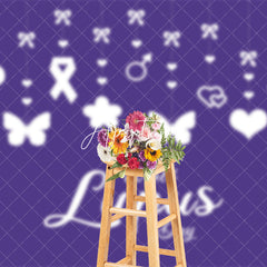 Aperturee - Aperturee Purple Heart Butterfly Happy World Lupus Day Backdrop