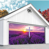 Aperturee - Aperturee Purple Lavender Cross Easter Garage Door Banner