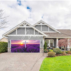 Aperturee - Aperturee Purple Lavender Cross Easter Garage Door Banner