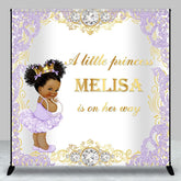 Aperturee - Aperturee Purple Little Princess Custom Baby Shower Backdrop