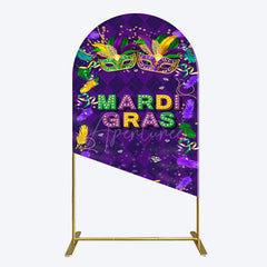 Aperturee - Aperturee Purple Mask Mardi Gras Dance Party Arch Backdrop
