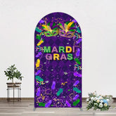 Aperturee - Aperturee Purple Mask Mardi Gras Dance Party Arch Backdrop