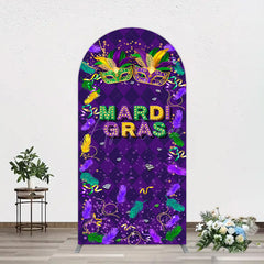 Aperturee - Aperturee Purple Mask Mardi Gras Dance Party Arch Backdrop