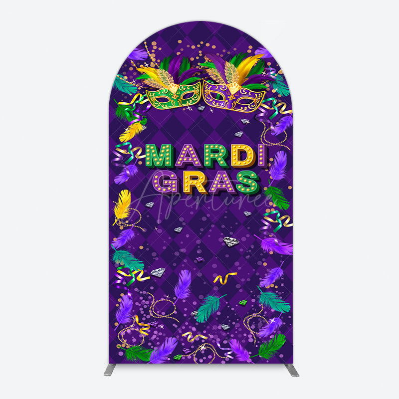 Aperturee - Aperturee Purple Mask Mardi Gras Dance Party Arch Backdrop