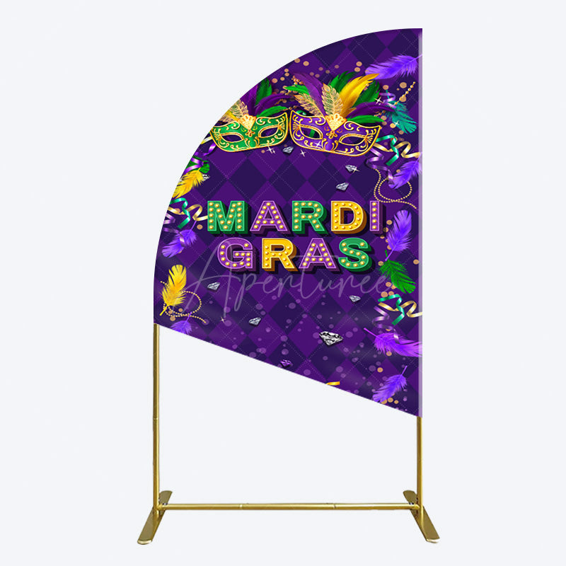 Aperturee - Aperturee Purple Mask Mardi Gras Dance Party Half Moon Arch Backdrop