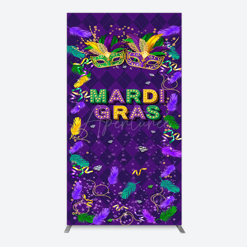 Aperturee - Aperturee Purple Mask Mardi Gras Dance Party Rectangle Backdrop
