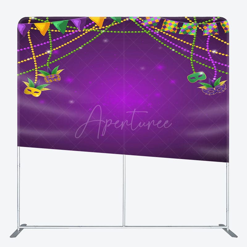 Aperturee - Aperturee Purple Mask Masquerade Party Square Tension Backdrop