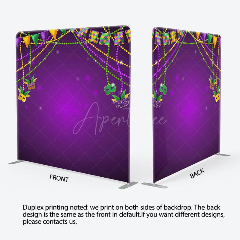 Aperturee - Aperturee Purple Mask Masquerade Party Square Tension Backdrop
