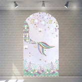Aperturee - Aperturee Purple Mermaid Princess Arch Backdrop Shimmery Underwater Sea Birthday Arch Decor Girls Party Photo Prop with Shells
