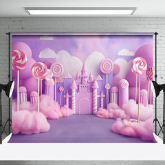 Aperturee - Aperturee Purple Pink Candyland Clouds Cake Smash Backdrop