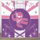 Aperturee - Aperturee Purple Pink Glitter Ninja Square Tension Backdrop