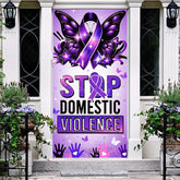Aperturee - Aperturee Purple Promotional Stop Domestic Violence Door Cover