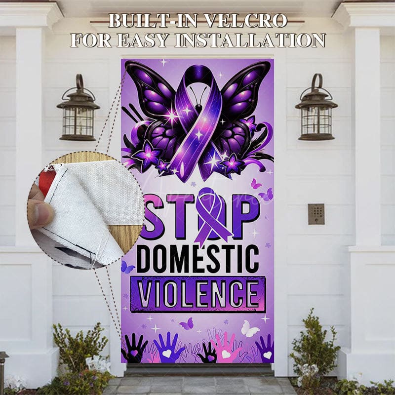 Aperturee - Aperturee Purple Promotional Stop Domestic Violence Door Cover