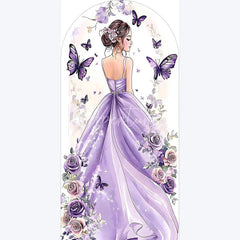 Aperturee - Aperturee Purple Quinceanera Butterfly Backdrop Elegant 15th Birthday Party Decor Floral Garden Photo Wall for Girls Celebration