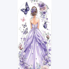 Aperturee - Aperturee Purple Quinceanera Butterfly Backdrop Elegant 15th Birthday Party Decor Floral Garden Photo Wall for Girls Celebration