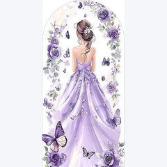Aperturee - Aperturee Purple Quinceanera Butterfly Backdrop Elegant 15th Birthday Party Decor Floral Garden Photo Wall for Girls Celebration