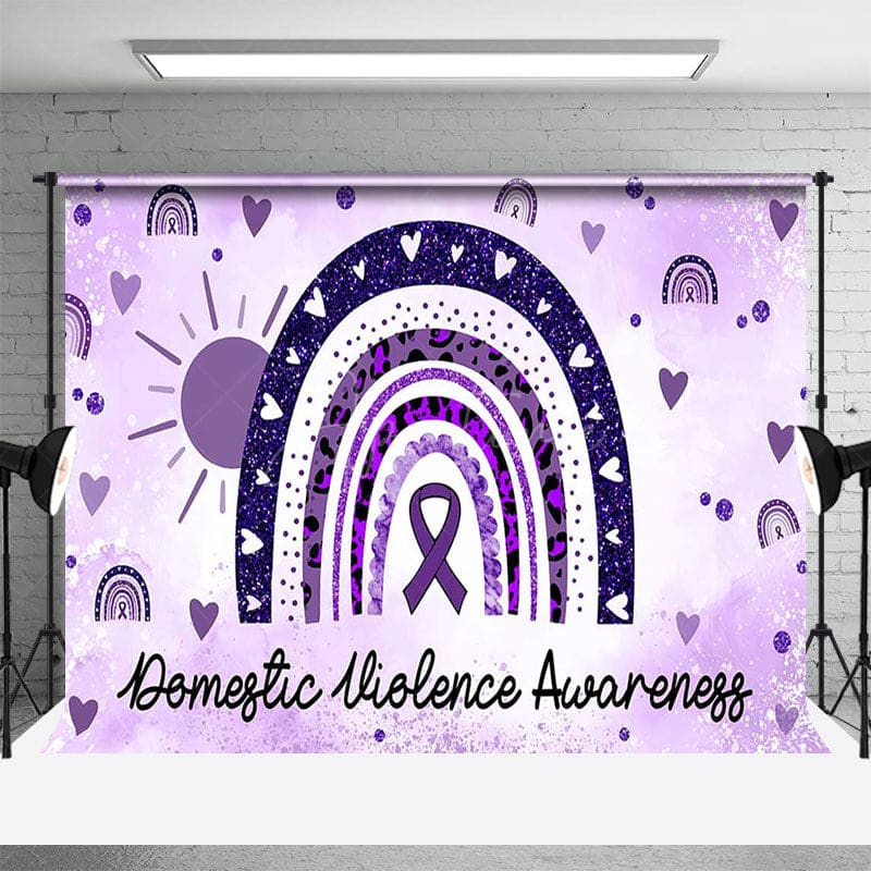 Aperturee - Aperturee Purple Rainbow Domestic Violence Awareness Backdrop