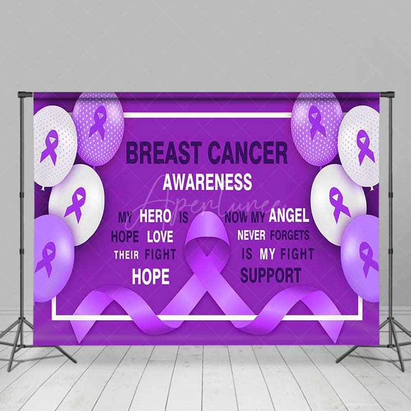 Aperturee - Aperturee Purple Ribbon Balloos Breast Cancer Awareness Backdrop