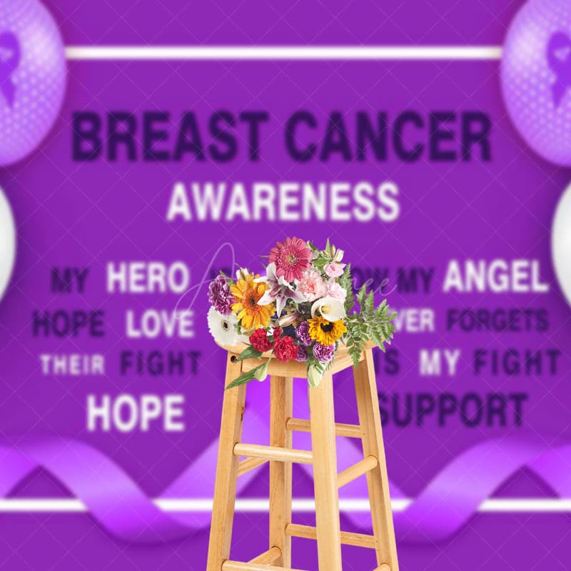 Aperturee - Aperturee Purple Ribbon Balloos Breast Cancer Awareness Backdrop