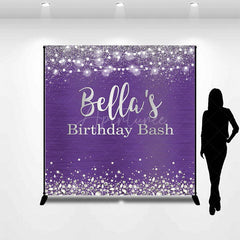 Aperturee - Aperturee Purple Silver Diamonds Custom Name Birthday Backdrop